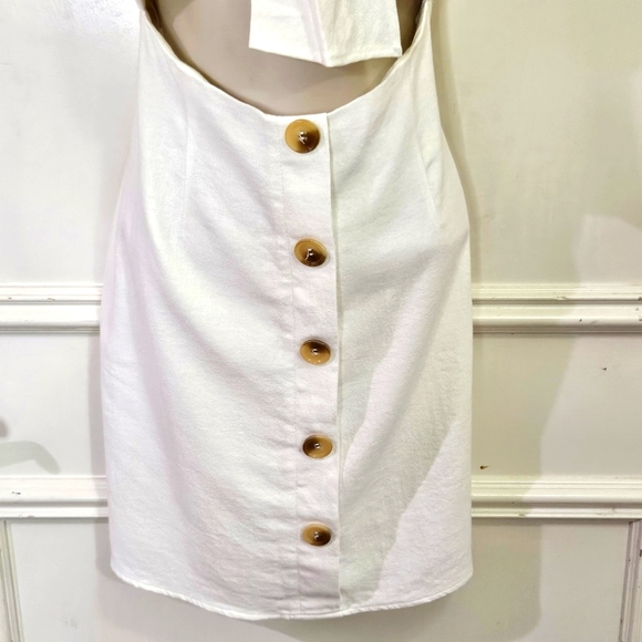 SABO Skirt Bella White Cut-Out Dress with Beige Button Detail, Large,NWT - Picture 14 of 16